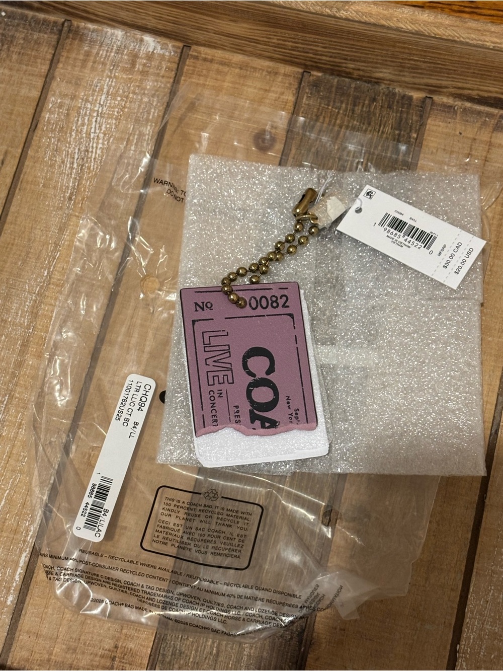 Coach Live Bag Charm CHQ94